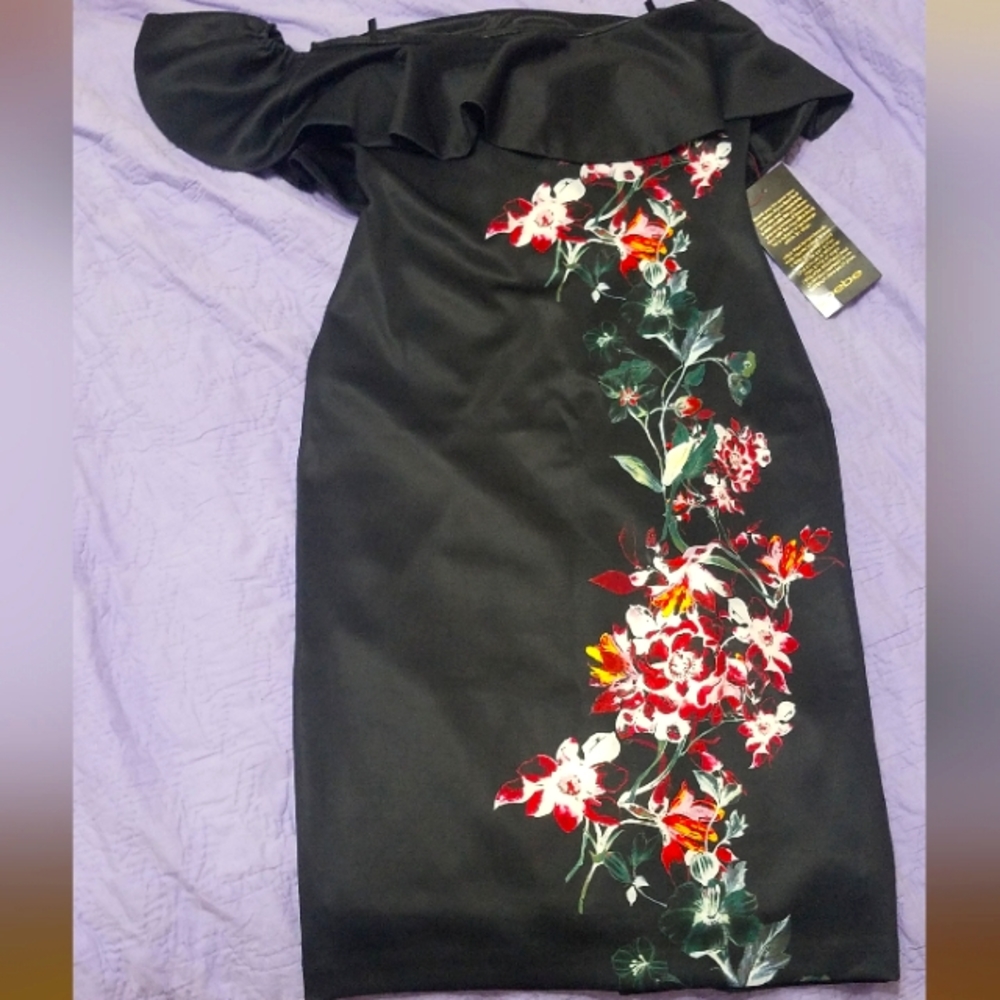 Vintage Satin Garden Blooms Vine Dress